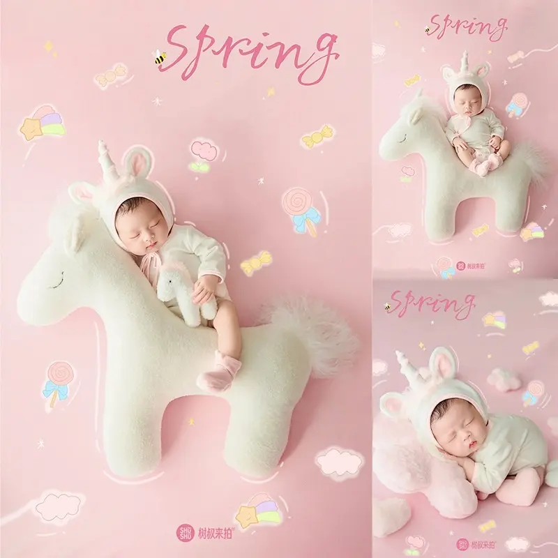 2026 White Horse Pink Theme Set - Newborn Photography Props - Image 5
